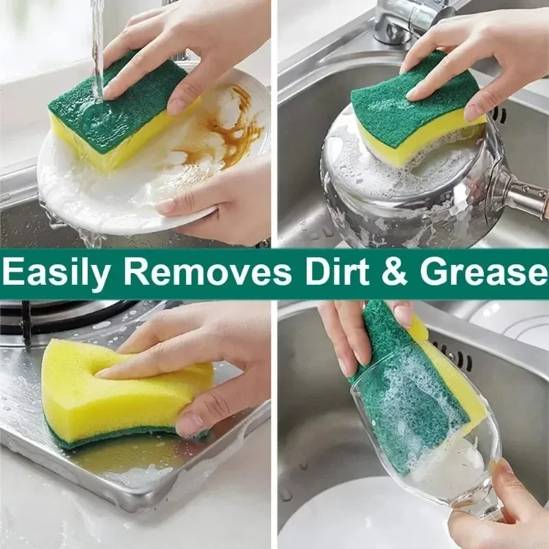 Highly absorbent double-sided sponge magic cleaning pot rust sponge cleaning brush kitchen cleaning tool - image 5