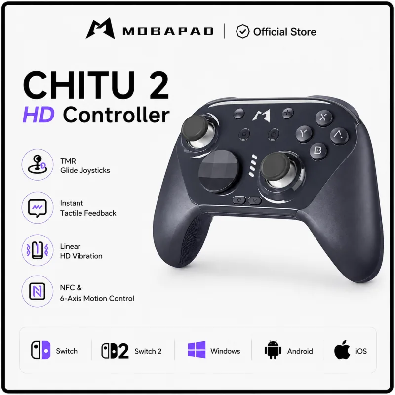 Mobapad CHITU 2 Bluetooth Controller with TMR Joysticks For Nintendo Switch 1/2 PC Android iOS with HD Rumble,NFC,Turbo Gamepad - image 1