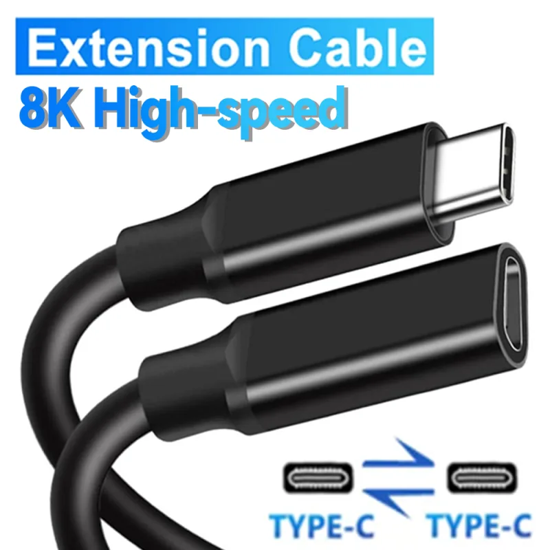 1-2PCS USB C Data Cable Type-C Male To Female Cable Extensor 8k High-speed Charger Wire Connector for Samsung Xiaomi PC Laptop - image 1
