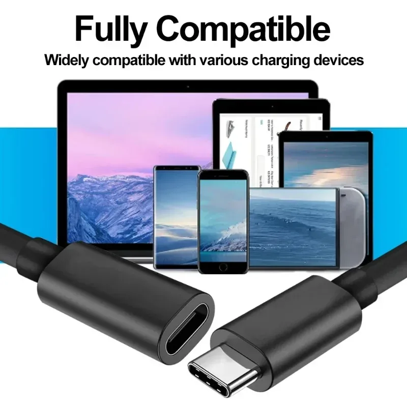 1-2PCS USB C Data Cable Type-C Male To Female Cable Extensor 8k High-speed Charger Wire Connector for Samsung Xiaomi PC Laptop - image 5