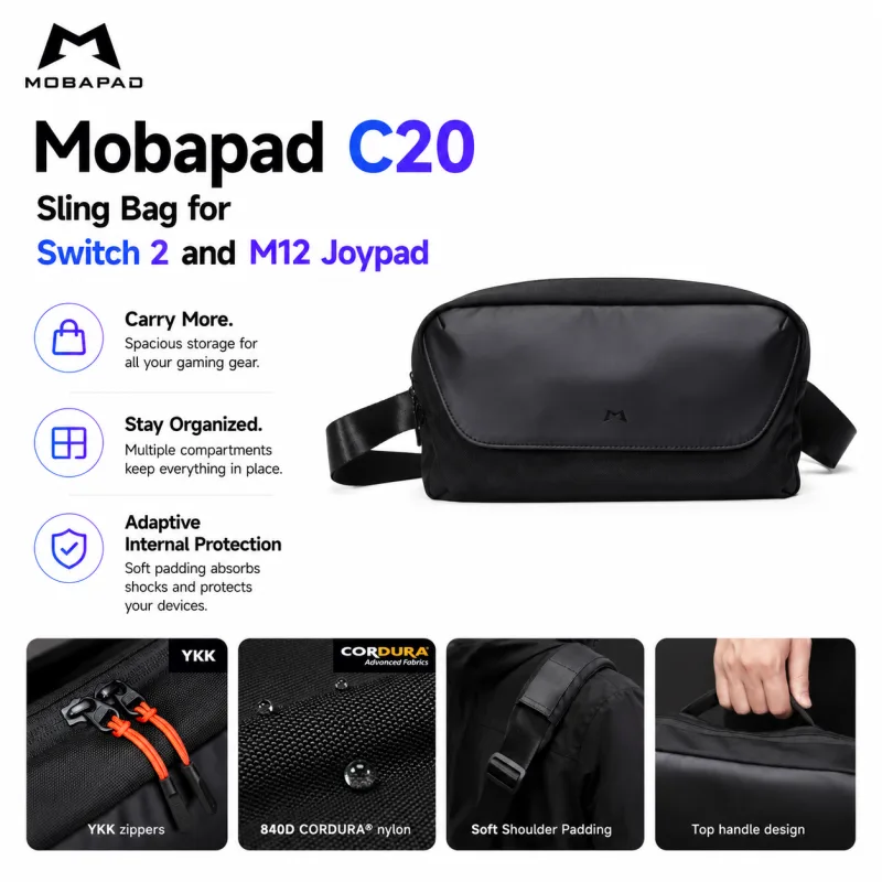 Mobapad C20 Sling Bag for Switch 2 and M12 Joypad Soft Shoulder Storage Bag with YKK Zippers Protective Case for Game Console - image 1