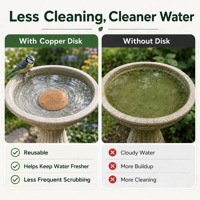 Outdoor Bird Bath Accessory Copper Purifier With Triple-Point Support Bath Disk Ornament Feeder For Garden Bird Bath Bowls - image 2