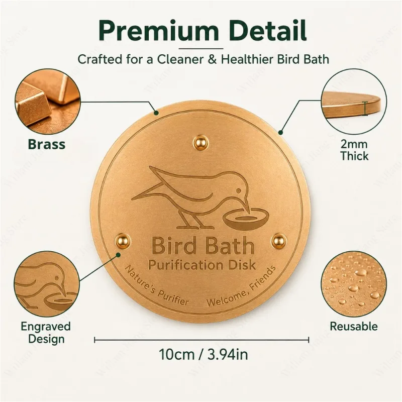 Outdoor Bird Bath Accessory Copper Purifier With Triple-Point Support Bath Disk Ornament Feeder For Garden Bird Bath Bowls - image 3