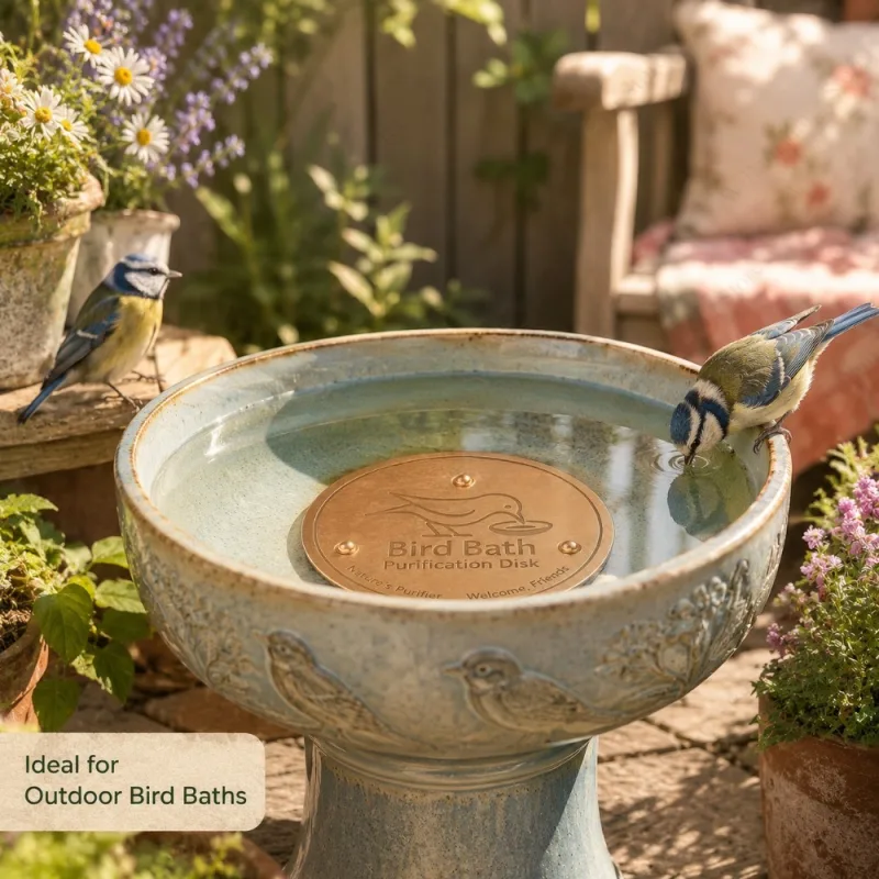 Outdoor Bird Bath Accessory Copper Purifier With Triple-Point Support Bath Disk Ornament Feeder For Garden Bird Bath Bowls - image 5