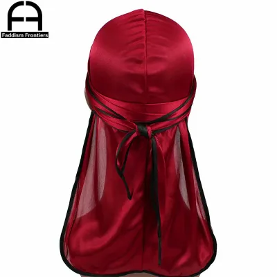 New Fashion Men's Satin Durags Biker Headwear Skull Cap Bandana Men Silky Durag Doo Rag Turban Hat Headband Hair Accesso