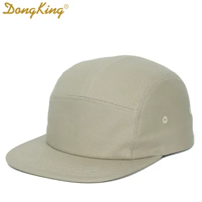 DongKing 5 Panel Cap Short Brim Hat Flat Bill Cotton Blank Camping Hats Solid Colors Low Crown Classic Adjustable