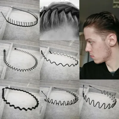 Black Wavy Headbands Unisex Washing Face Sport Styling Tool