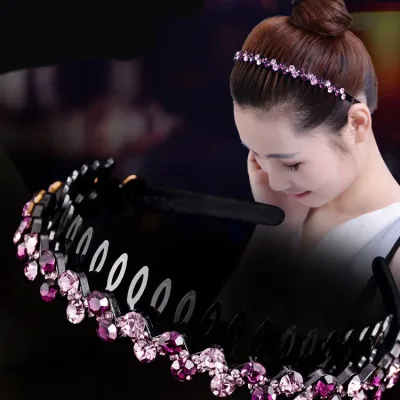 Anti-Slip Pearl Rhinestone Headband with Teeth Women Girls