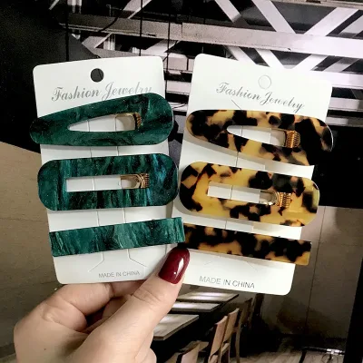 Korean Fashion Women Hairpins Side Clip Hair Jewelry Trendy Girl Acrylic Geometric Barrettes Hair Accessories Headwear W