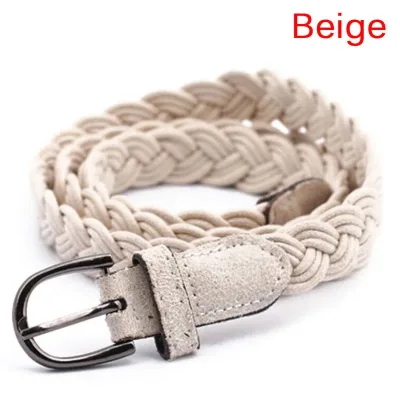 Women Brown White Weave Belt Hemp Rope Braid Belt Female Belt For Dress Clothing