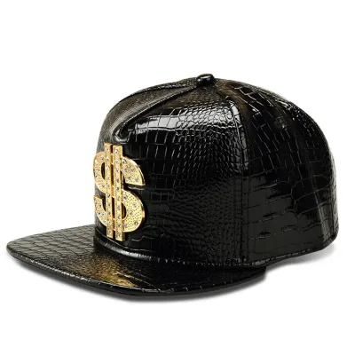 New style Fashion snapback men flat brim golden usd logo jewel multicolor Croco PU hip hop punk baseball cap casual stre