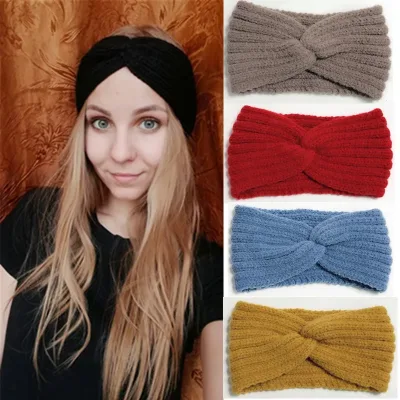 Winter Warm Headband for Women Woolen Knitting Headbands Wool Knitted Elastic Headband Headwear Girls Hair Band Hair Acc