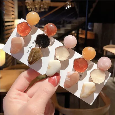 1PCS New Acrylic Geometric Irregular Hair Clip Resin Round Marble Pattern Hair Pins For Women Girl Hair Barrette Accesso