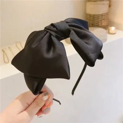 Vintage Black Wide Big Bow Headband Fashion Women's Hair Hoop