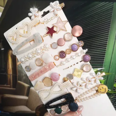 Fashion Hair Pins Side Clip Set Sweet Acrylic Waterdrop Hair Barrettes For Women Girls Korean Geometric Hair Accessories