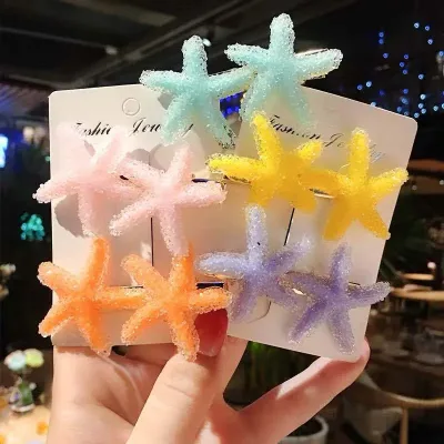 Sweet Acrylic Starfish Hairclip Korean Hair Barrettes Pins For Women Girl Kid Cute Duckbill Hair Clip Grips Accessories 