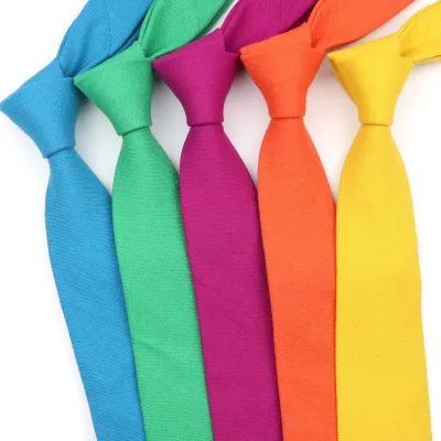 Solid Linen Tie 6cm Slim Necktie Candy Color Leisure For Men Wedding Social Party Suit Gift Pink Black Skinny Daily Acce
