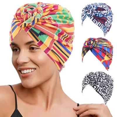 African Print Knot Turban Headwrap Scrunchie Headscarf Women