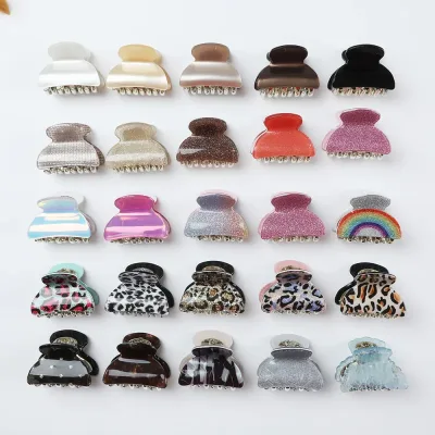 Acrylic Print Small Hair Crab Clips Women Girls 4-Pack Set