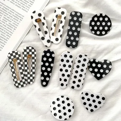 Polka Dot Acrylic Hair Pin with French Style