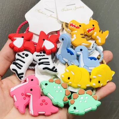 2Pcs Animal Dinosaur Cute Colorful Hair Accessories Children Rubber Bands Scrunchies Elastic Hair Bands Girls Headwear T