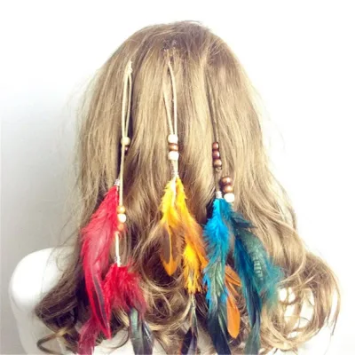 1 Pc New Women Girls Headdress Hair Ornaments BB Clip Feathers Indian Style Feather Hair Tassel Hair Piece Accessories B