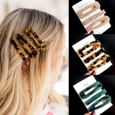New 3pcs Set Fashion Acrylic Hair Clip For Women Korean Trendy Geometric Hair Berrettes Girl Hair Accessories Hairgrip W