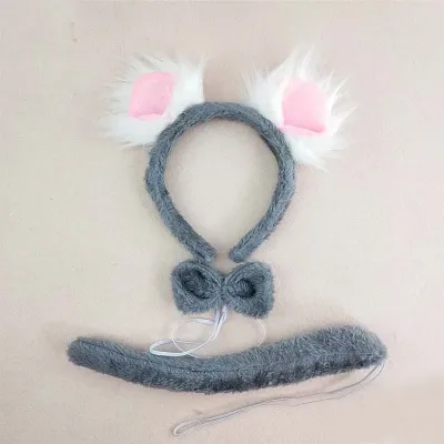 Koala Bear Ears Headband Bow Tie Tail Costume Set Adults Kids