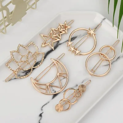 Fashion Multi-style Simple love Hair Clip Pin Metal Geometric Alloy Hairband Moon  Hairgrip Barrette GirlsWoman Hair Acc