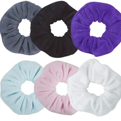 New Women Large Wide Microfiber Hair Drying Scrunchies Towel Hair Band For Frizz Free Solid Rubber Band Hair Tie For Spo