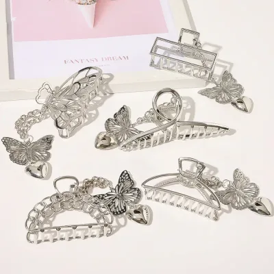 New Fashion Fine Bow Pendant Geometric Metal Popular Stylish Hair Claw Barrette Women Girls Ladies Hair Accessories Head