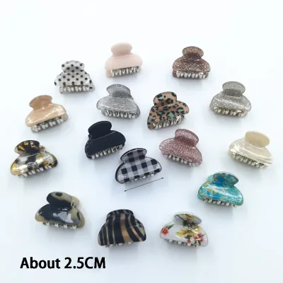 6PCS/Set Acrylic Dot Small Hair Clips Clamp Print Mini Cute Crab Claw Women Girls Barrette Hairpin Catch Clip Hair Acces