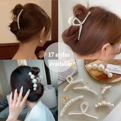 17 Styles Big Pearl Hair Claws Woman Hairpins Hair Clips Hair Accessories Girl Hair Crab Headwear Hairgrip Fashion Barre