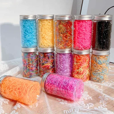 1000PCS/Jar Cute Colorful Small Disposable HairBands Scrunchie Girls Elastic Rubber Band Fashion Hair Accessories Hair T