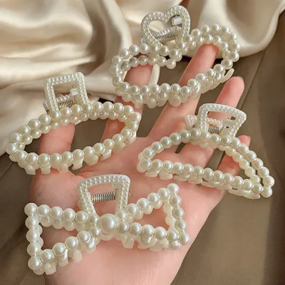 2021 New Fashion Exquisite Medium Small Pearl Geometric Hairpin Hair Crab Hair Claws Women Girl Hair Accessories Headwea