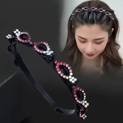 2024 New Fashion Hot Sale Explosion Pearl Rhinestone Bangs Clip Headband Headband for Women Girl Hair Accessories Headwe