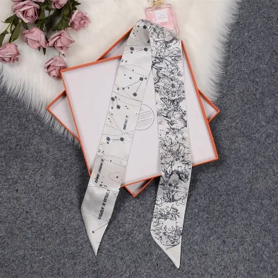 Women's Silk Twill Scarf with Constellation Design