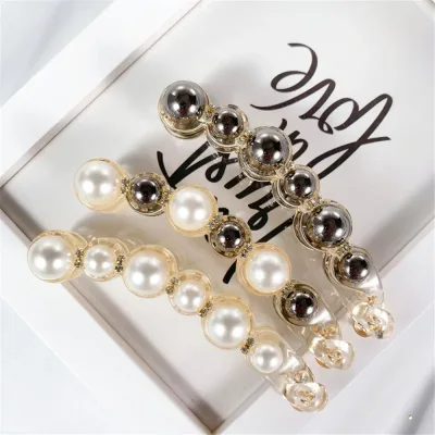 1Pc Pearls Hairpins Hair Clips Jewelry Banana Clips Headwear Women Hairgrips Girl Ponytail Barrettes Hair Pins Accessori