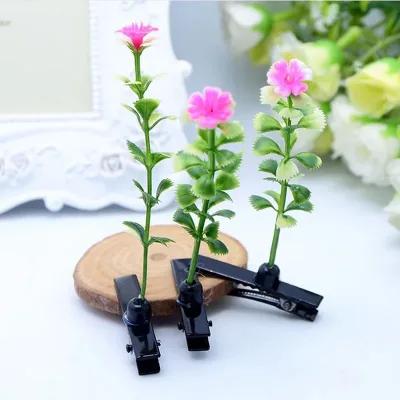 10Pcs/Lot New Cute Grass Hair Clip Barrtttes Girls Accessories Flower Mushroom Bean Hairclips Women Children Plants Hair