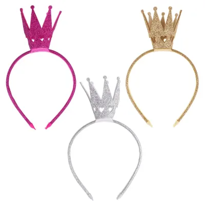 Kids Girls Party Hair Hoop Shiny Tiara Crown Hair Hoop Birthday Headwear Hairband For New Year Fairy Party Christmas Cos