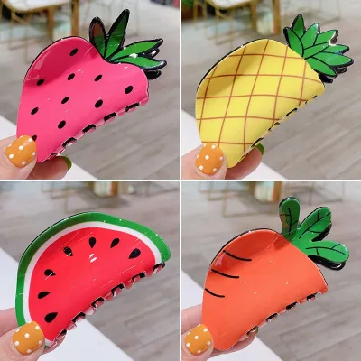 Fruit Shark Hair Claw Clips Watermelon Carrot Pineapple Summer