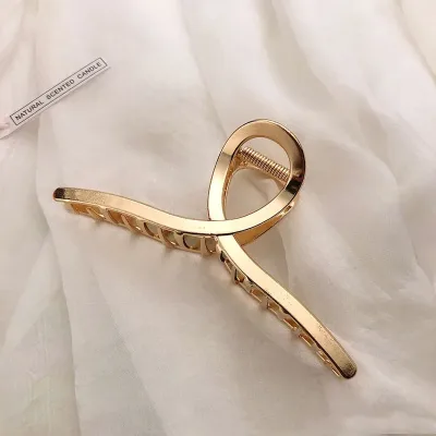1 pc Women Korean Style Golden Metal Hair Claws Fashion Geometric Hair Accessories Big Size Simple Hair Clips Headwear f