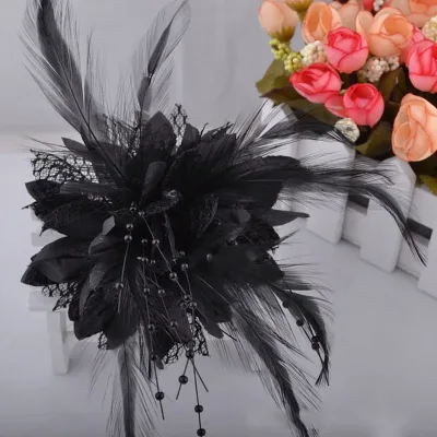 Women's Fashion Flower Feather Bead Corsage Hair Clip Bridal Hairband Brooch Pin Brida Barrettes Hair Accessories Jewelr
