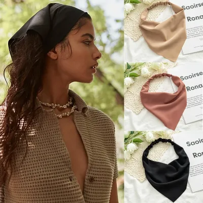 Ruoshui Woman Girls Solid Summer Head Scarf Chiffon Triangle Bandanas Women Elastic Hairband Hair Accessories Headwear O