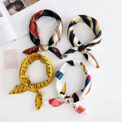 New Square Silk Scarf Women Fashion Print Small Neck Scarfs Office Lady Hair Band Foulard Hand Kerchief Female Bandana S