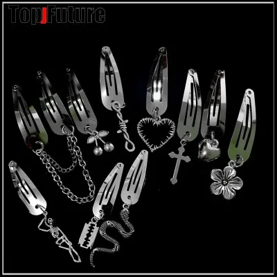 All styles Girl Women Halloween Skeleton Skull cross pins Punk heart headdress Gothic lolita cosplay cool pins hair clip