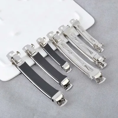 1pcs French Barrette Style Spring Hair Clips Automatic Clip Blank Width Setting Rhodium Bow Hairpin Supplies For Jewelry