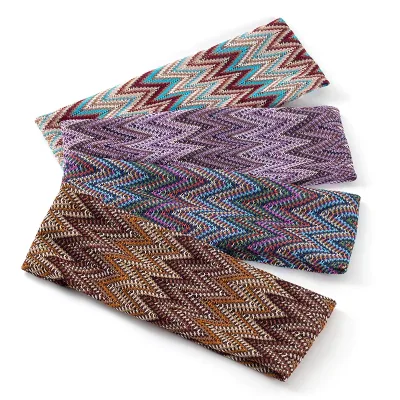 Geebro Bohemia Striped Lady Headband Handmade Outdoor Hairband Fashion Multicolor Hair Accessories For Women Knotted  He