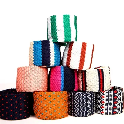 Fashion Men's Colourful Tie Knit Knitted Ties Necktie Solid Color Narrow Slim Skinny Woven Plain Cravate Narrow Neckties