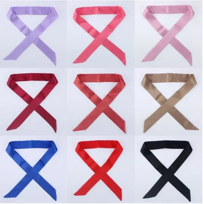 Small Silk Scarf  Solid  Handle Bag Ribbons Headband female 2021 Fashion Luxury Brand satin Hair Tie Long  Scarves